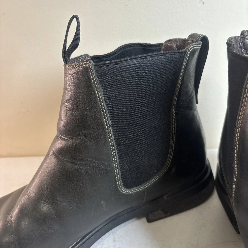 Timberland Men's Size 10 Black Leather Slip On Boots Waterproof